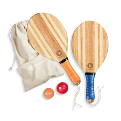 Imagen de two46 Palas Playa Madera Frescobol El Deporte de Verano Moda Brasil Raquetas Hechas a Mano (Incluye Pelota iniciación, rápida y Bolsa)