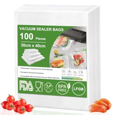 Imagen de Omtofo 100 Bolsas Vacio Alimentos 30x40 cm, Bolsa gofrada envasado al Sin BPA, para Conservación de y Sous Vide Cocina &amp; Boilable Envasar