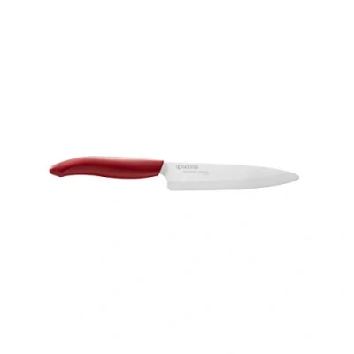 Imagen de Kyocera FK 130 WH RD EU, rebanador, 13 cm, Cuchilla de cerámica circonita, Afilada a Mano, Ligera, no corrosiva, sin Transferencia Sabor, Apta para lavavajillas, Mango Rojo