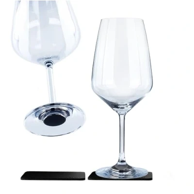 Imagen de Silwy® Vasos magnéticos de cristal fino con imán perfectamente integrado y nano posavasos metálicos (vino burdeos)