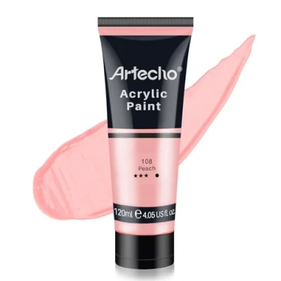 Imagen de Artecho Pinturas Acrilicas 120ml Melocotón, Impermeable y resistente a la luz, para Lienzos, Tela, Madera, Cristal, Piedras.