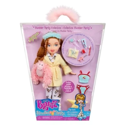 Imagen de Bratz Slumber Party Muñeca de Moda Meygan con 2 Juegos Pijamas, Peluches y Accesorios Adecuada para Niños Coleccionistas