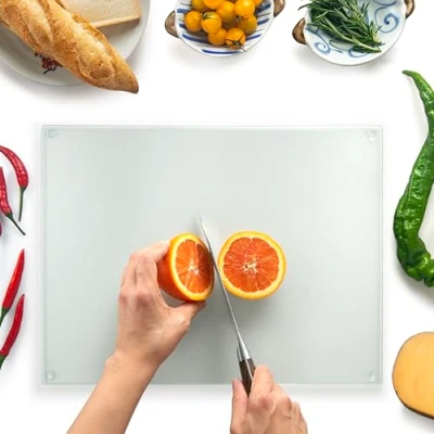 Imagen de Tabla de Cortar VIDRIO 40 x 30 cm: Protector Encimera para Cocina Templado Duradero e Higiénico, Resistente a Arañazos TEXTURIZADO