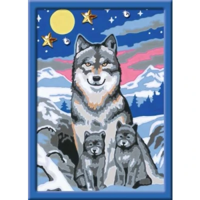 Imagen de Ravensburger Malen Nach Zahlen 27784 Pintura guiada por números con diseño de una Amorosa Familia Lobos, para niños a Partir 9 años