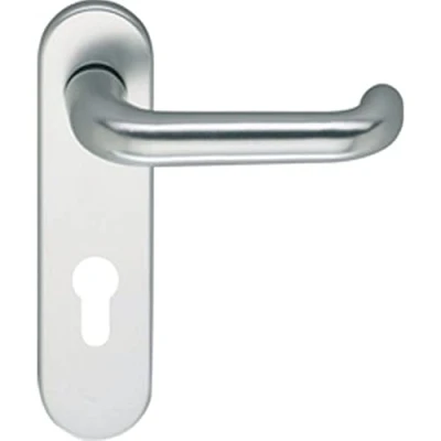 Imagen de Eco D 110 Manilla de puerta con placa corta PZ 72, mango para puertas escape, aluminio anodizado plateado