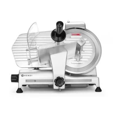 Imagen de HENDI Cortadora eléctrica de carne, cortafiambres multiusos, Profi Line 250, Ø cuchilla: 250mm, espesor corte (0 12mm), 220 240V, 320W, 514x484x(H)373mm, plateado, aluminio, acero inoxidable