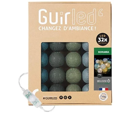 Imagen de GuirLED Guirnalda luminosa bolas de algodón LED USB Luz noche para bebé 2h Adaptador corriente dual 2A incluido 3 intensidades 32 3,2m Romania
