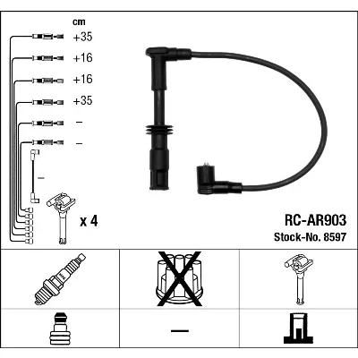 Imagen de NGK 8597 Juego de Cables Encendido 4 ALFA ROMEO: 156 Berlina, GTV, 166