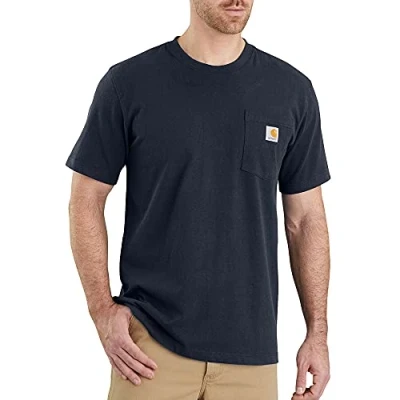 Imagen de Carhartt, Hombre, K87 Camiseta De Manga Corta Con Bolsillo, Ajuste Ligeramente Holgado, Tejido Grueso, Azul marino, M