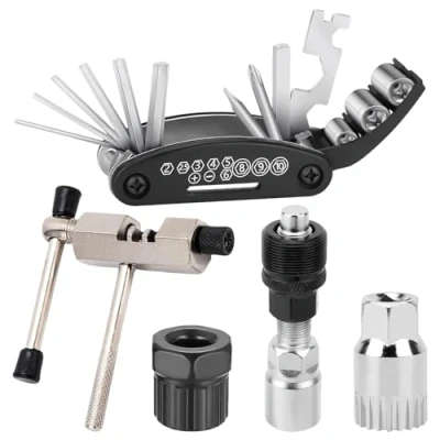 Imagen de CZAYEFNH Herramientas Bicicleta，16 en 1 de Reparación Bicicleta Multifunción, 5 delige set Multiherramienta Plegable Portátil para MTB Carretera Ciclismo