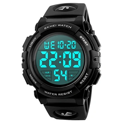 Imagen de SKMEI Reloj Digital con Esfera Grande para Hombre, Impermeable, LED, cronógrafo, Despertador, Negro, Correa