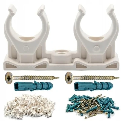 Imagen de Doble abrazadera para tubo 50 piezas, abrazaderas tubo, tornillos incluidos Ø25 28 mm