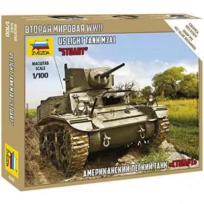 Imagen de Zvezda Model Kit US Light Tank M3A1 Stuart 1:100 Escala