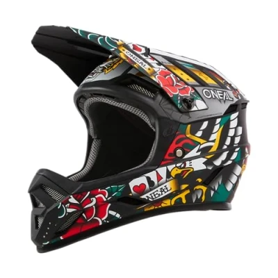 Imagen de O&#039;NEAL Casco MTB Descenso Norma de Seguridad EN1078, Aberturas ventilación para refrigeración, Carcasa Exterior ABS Backflip Inked V.24 Adulto Multi Talla L