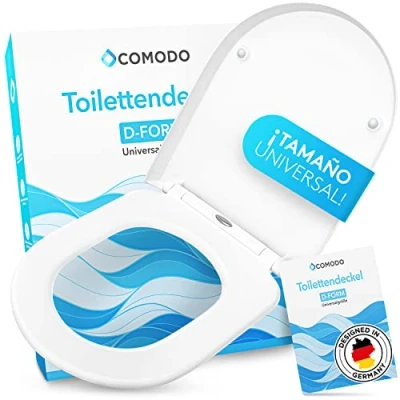 Imagen de Comodo Tapa del inodoro Con mecanismo de cierre suave &amp; Quick Release Asiento antibacteriano en forma D universal Duroplast accesorios montaje