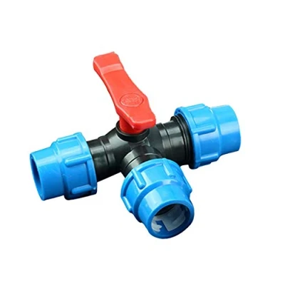 Imagen de TF Boquilla de manguera agua 3 vías, polietileno, conector rápido con válvula 20 mm/25 mm/32 mm/40 mm/50 mm núcleo acero
