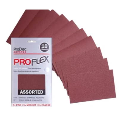 Imagen de ProDec Advance 10 Hojas Lijado Surtidas, Proflex, Flexible, Resistente Grietas, Múltiples Usos, 9&quot;x5.5&quot;