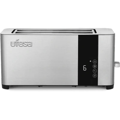 Imagen de Tostadora Ufesa Duo Plus Delux, 1400W, 2 ranuras largas, 7 niveles de tostado, Descongelar, Inox