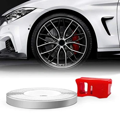 Imagen de 4R Quattroerre.it 10364 Wheel Trim Tiras adhesivas Racing con Aplicador para Llantas de Coche, Plata, 5 mm x 6 mt