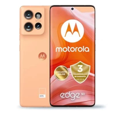 Imagen de Motorola Edge 50, 12/512 GB, España, certificación Militar de Durabilidad, Pantalla Super HD (1220p) 6,7&quot;, Sensor Sony LYTIA 700C, teleobjetivo, Carga TurboPower 68 W, Funda, Durazno (Peach Fuzz)