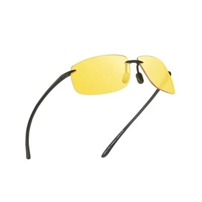 Imagen de JIM HALO Gafas de Sol Deportivas Polarizadas para Hombres y Mujeres, TR90 Marco Sin Montura Conducción Nocturna