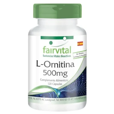 Imagen de Fairvital L Ornitina 500mg VEGANA Dosis elevada Aminoácido 120 Cápsulas Calidad Alemana