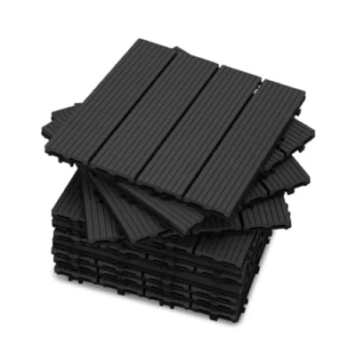Imagen de YOEVU Set de 11 Baldosas Exterior Madera Composite WPC, 1m² Terraza, Patio y Jardín, Antideslizantes, Resistentes al Agua, 30x30cm, Antracita