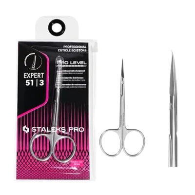Imagen de STALEKS PRO Tijera profesional para cutículas. Anillos ergonómicos. Acero inoxidable. Expert SE 51/3