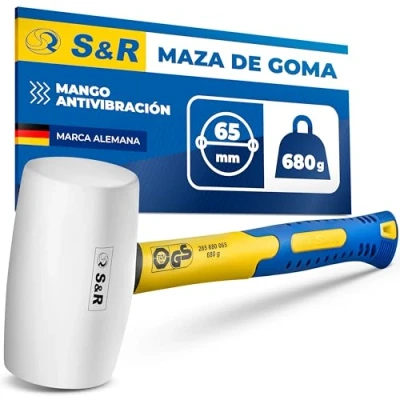Imagen de S&amp;R Martillo Mazo de Goma Blanco 680 Gr / 65 mm. Maceta Profesional anti vibraciones y manchas.