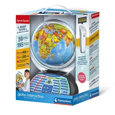 Imagen de Clementoni Exploramundo Digital, Globo terráqueo Bola del Mundo interactiva Infantil, 7 años, Multicolor (55387)