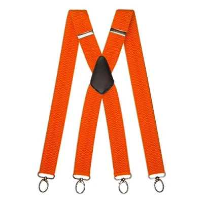 Imagen de Olata Tirantes Anchos Resistentes Multiusos En Forma de X Con Clips Mosquetón 4 cm. Naranja (Clips Plata)
