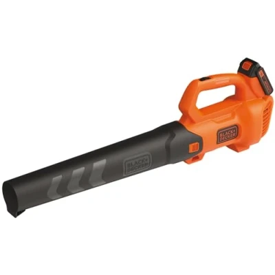 Imagen de Black+Decker Axial BCBL200L Soplador de hojas con batería (18 V, 2,0 Ah, alta velocidad soplado 145 km/h, volumen aire 577 m3/h, raspador integrado, para patios, caminos, jardines,