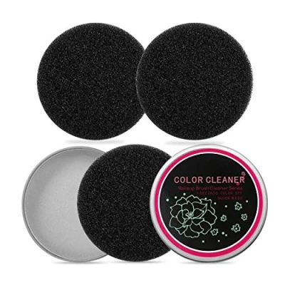 Imagen de HONGECB Brocha para Maquillaje Esponja Limpiador, Caja de Limpieza Pinceles Quitar Residuos Polvos Cosméticos sin Agua, 3 Esponjas Secas Con Uno Limpiar