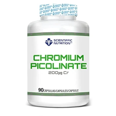 Imagen de Scientiffic Nutrition Chromium Picolinate, Picolinato de Cromo 200mcg, Regula los Niveles Glucosa, Favorece la Pérdida Peso y Ayuda al Aumento Masa Muscular 90 Cápsulas