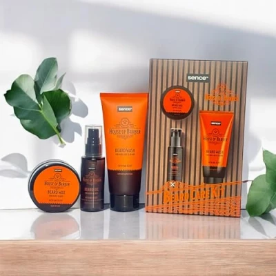 Imagen de Sence Kit de Cuidado para Barba y Cabello con Champú, Aceite Cera 3 Piezas