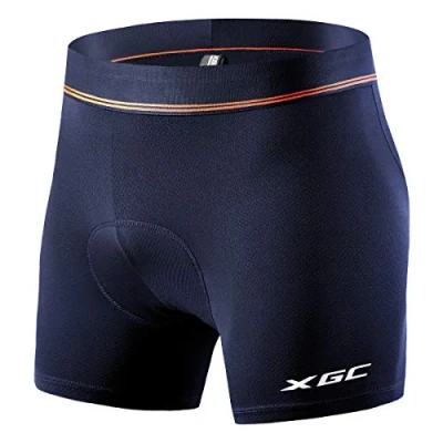 Imagen de XGC Pantalones cortos de ciclismo para hombre con acolchado elástico transpirable gel 4D alta densidad, negro y naranja., M