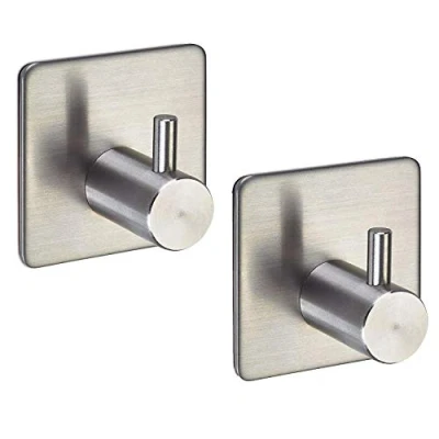 Imagen de 2 x SO TECH® Gancho PANDORA Autoadhesivo 3M Acero Fino Inoxidable para la Cocina y el Baño/Gancho de Pared/Gancho Ropa/Gancho Adhesivo