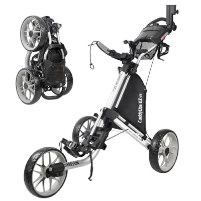 Imagen de Caddytek Caddylite V8 Silver EZ Fold Carrito de Golf 3 Ruedas, versión 8, Color Plateado, Unisex, Plata, Talla única