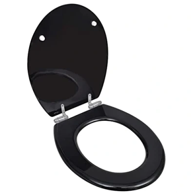 Imagen de vidaXL Asiento de Inodoro Cierre Suave Diseño Simple MDF Negro Tapa WC Baño