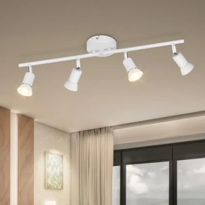 Imagen de Dehobo Lámparas de techo LED 4 Focos Orientables, Luz Blanco Giratoria GU10 para Dormitorio Habitacion Salon Cocina Barra sin Bombilla
