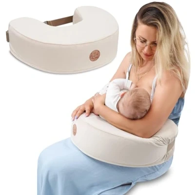 Imagen de Totsy Baby cojín de Lactancia pequeño 120 cm Compacto Nursing Breastfeeding Pillow para Llevar Sueño Beige