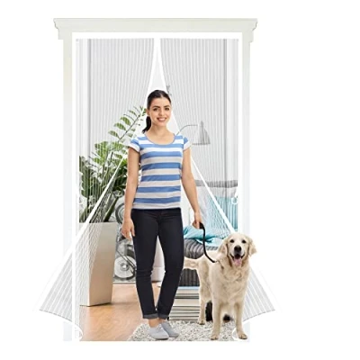 Imagen de Mosquitera puerta Magnetica 90 x 210 cm Cortina para Puertas Antimosquitos de balcón sala estar patio, Blanco