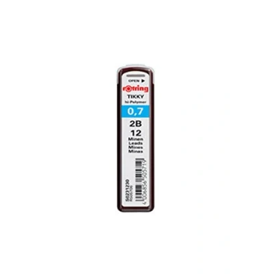 Imagen de Rotring recambios de minas 2B Hi Polymer para portaminas finos, 0,70 mm (12 minas)
