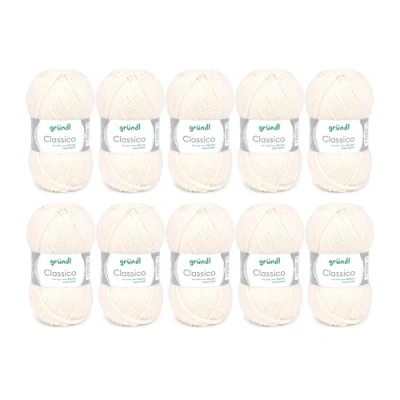 Imagen de Gründl Classico Wolle (Tejido de Ganchillo con Certificado Oeko Tex® 50% Pura Lana Virgen y poliacrílico, 50 g/120 m, tamaño Aguja: 3,5 4,5, 10 ovillos g), Crema