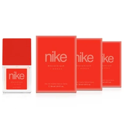Imagen de NIKE Coral Crush, Colonia Mujer, Pack de 3 x 30 ml, Perfume Formato Viaje en Spray, Eau Toilette Natural y Femenina, Aroma Floral Afrutado, Fragancia Dulce, Intensa Larga Duración