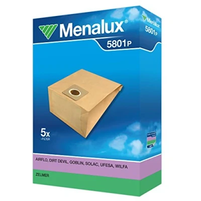 Imagen de Menalux 5801 P Bolsas de papel para aspiradoras Zelmer, Alaska y Hanseatic (5 unidades)