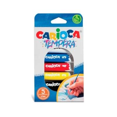 Imagen de Carioca Témpera en Tubos 5 de 12 ml, colores surtidos y brillantes, superlavables mezclables, alta opacidad Se aplica Sobre Materiales Porosos Piezas