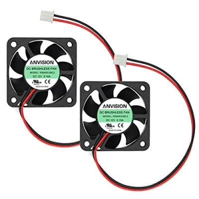 Imagen de ANVISION 2 unidades 40 mm x 10 4010 doble rodamiento de bolas DC 12 V ventilador sin escobillas, YDM4010B12