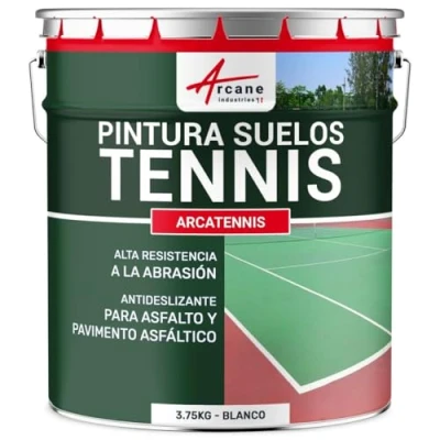 Imagen de Pintura para cancha de tenis antideslizante ARCATENNIS 3.75 kg (7.5 m² en 2 capas) Blanco ARCANE INDUSTRIES