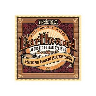 Imagen de Ernie Ball Earthwood Cuerdas para banjo bluegrass de 5 cuerdas, extremo aro, bronce 80/20, calibre 9 20